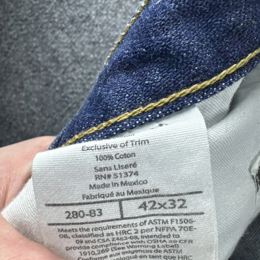 Carhartt FR Jeans Men 42x32 Blue Flame Resistant Workwear 2112 Cat 2 280-83